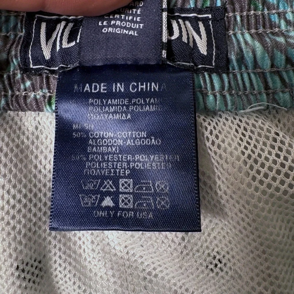 Vilebrequin Moorea Mens XL Tropical Palm Print Swim Trunks Blue Green